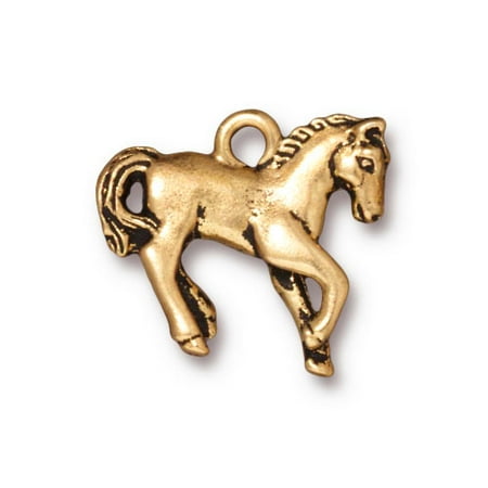 - 22K Gold Plated Pewter Prancing Horse Charm 20mm (1)