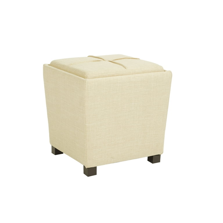 OSP Designs 2 Piece Ottoman Set with Tray Top in Cream Fabric