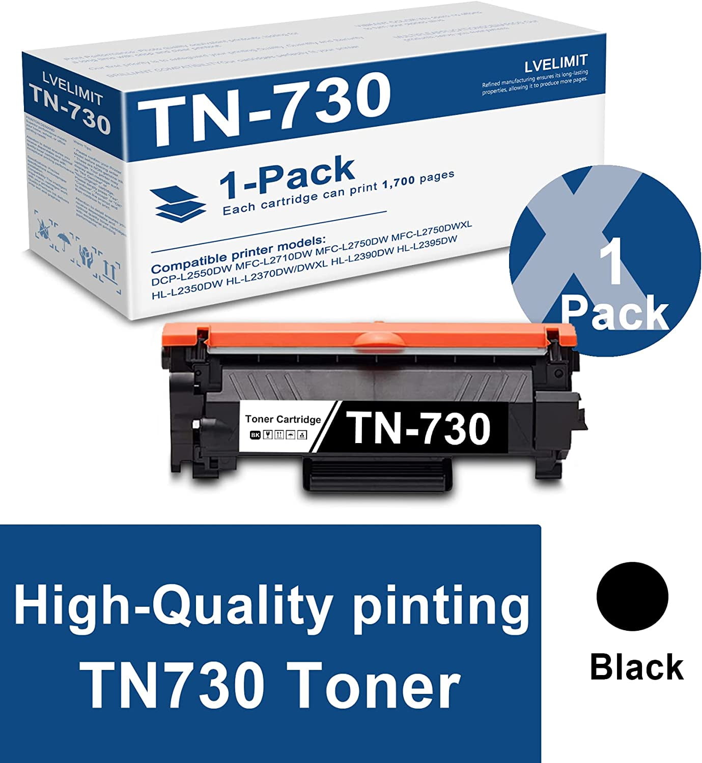 TN730 Toner Cartridge Compatible 1 Pack Black TN730 TN 730 Toner
