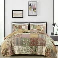 thumbnail image 2 of Chezmoi Collection Delaney 3-Piece Floral Patchwork Vintage Washed 100% Cotton Quilt Set, Queen, 2 of 9