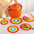 thumbnail image 2 of Round rainbow coaster coffee drink coaster heat-resistant pad non-slip insulation pad dini, 2 of 5