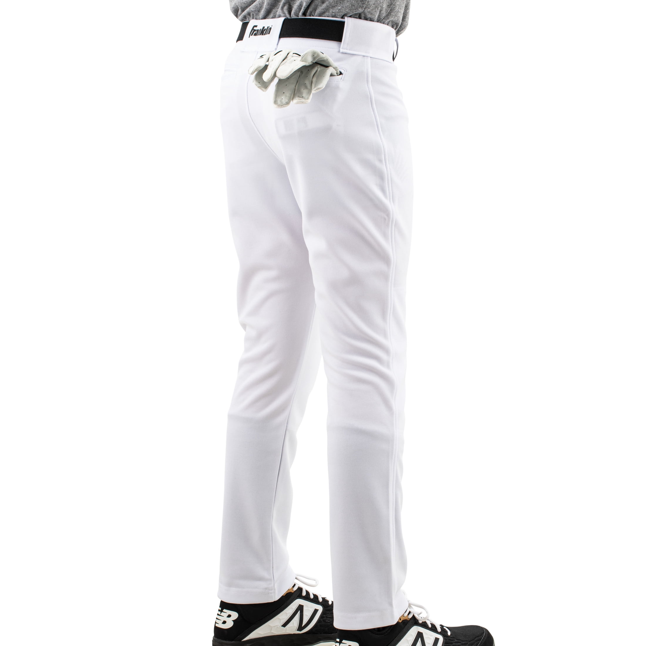 Franklin Sports Youth Relaxed Style Baseball + Softball Pants, White, Youth Medium