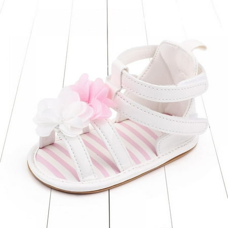 

Infant Baby Girls Summer Sandals Anti-Slip Soft Sole with Flower Toddler First Walkers Shoes