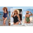 thumbnail image 5 of MOYIKO One Piece Swimsuits for Women Tummy Control Bathing Suit Ruched Sexy V Neck Slimming Swimwear, 5 of 7