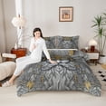 thumbnail image 4 of jejeloiu Boho Exotic Style Twin Comforter Sets,Gray Gold Bedding Set For Men Women Reversible 2-Piece, 4 of 8
