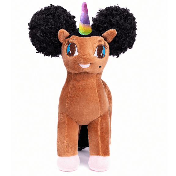 Tiffany, Unicorn Plush Toy with Afro Puffs - 12 inch