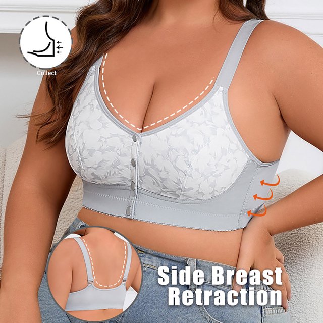 LOVZFMLL Bras for Women Women's Oversized Bra Without Steel Rims Printed Underwear Gray S