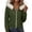 Army Green, variant on ClodeEU Women's Faux Fur Trim Hood Full Zip Cropped Bomber Jacket, Long Sleeve Fleece Lined Short Coat Army Green,Women's Plus L