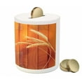 thumbnail image 3 of Harvest Piggy Bank, Wheat Spikes on Wooden Planks Life in the Countryside Themed Agriculture Print, Ceramic Coin Bank Money Box for Cash Saving, 3.6" X 3.2", Orange Yellow, by Ambesonne, 3 of 4