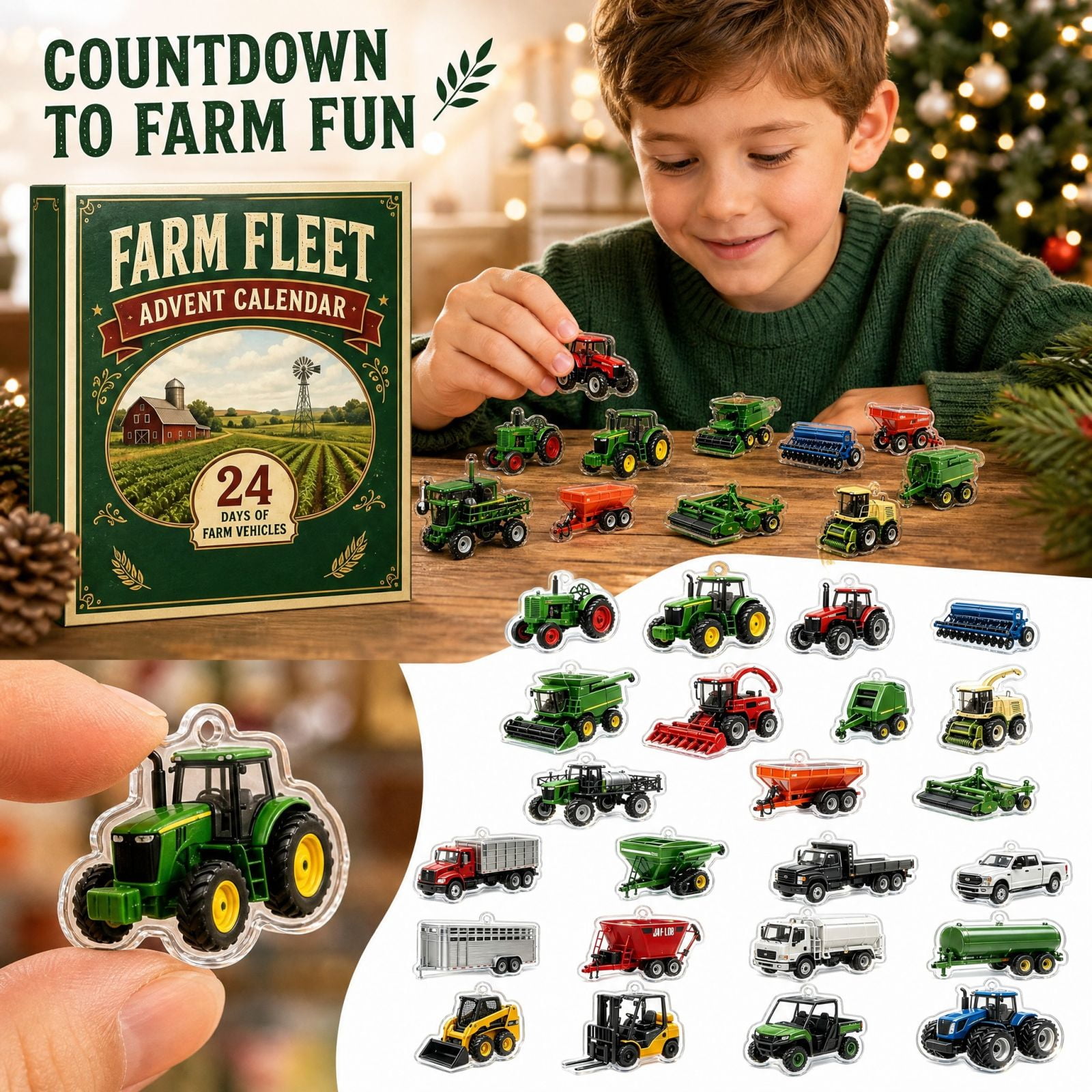 Clearance! 24 Days Farm Fleet Advent Calendar 2026 Xmas Countdown Calendar Xmas Party Favors and Holiday Gifts