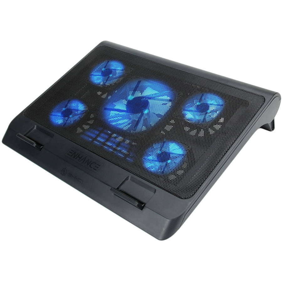 rack molecule Torment ENHANCE Gaming Laptop Cooling Pad Stand with LED Fans , Adjustable Height ,  & USB Port for 17 inch Laptops 5 Ultra Quiet Fans 2550 RPM & Built In  Bumpers Green - Walmart.com