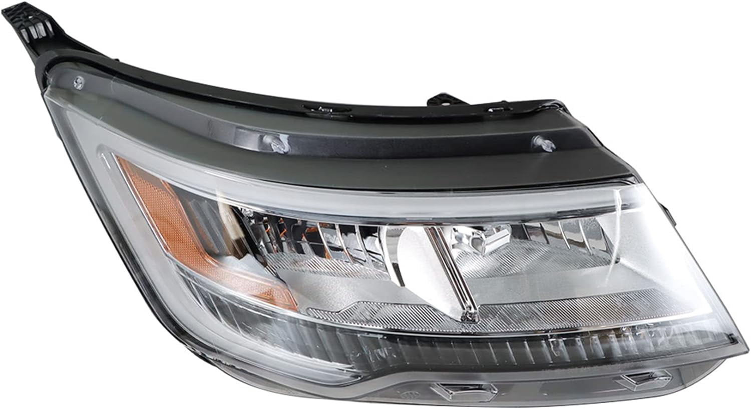 Genrics Right Headlight For 2016-18 Ford Explorer Halogen w/ LED DRL Chrome Housing