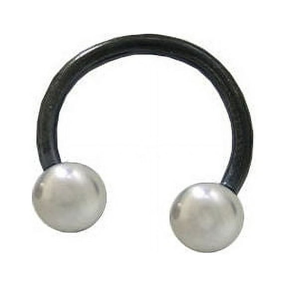 Black 14G Titanium Circular Barbell Horseshoe Ring with 6mm Surgical Steel Balls