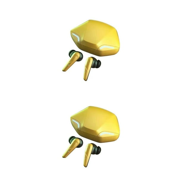 Seitruly Auriculares compatibles con Bluetooth Auriculares con cancelación de ruido con micrófono Manos libres Sonido envolvente Auriculares Amarillo 2Conjunto