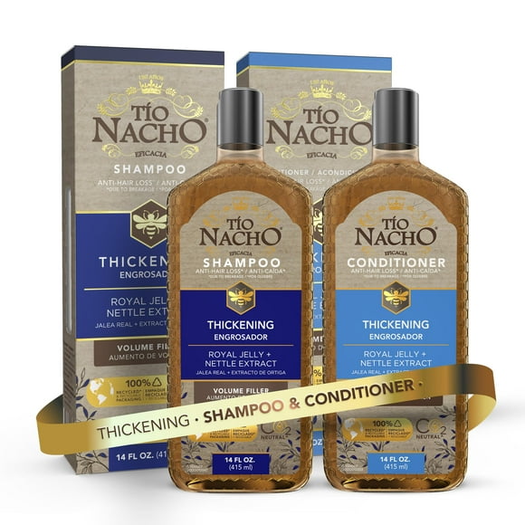 Tio Nacho Thickening Shampoo and Conditioner Set: Capilgross Royal Jelly Nettle Aloe Vera Reduces Hair Loss Strengthens Nourishes Volumizes - 14 fl oz Each