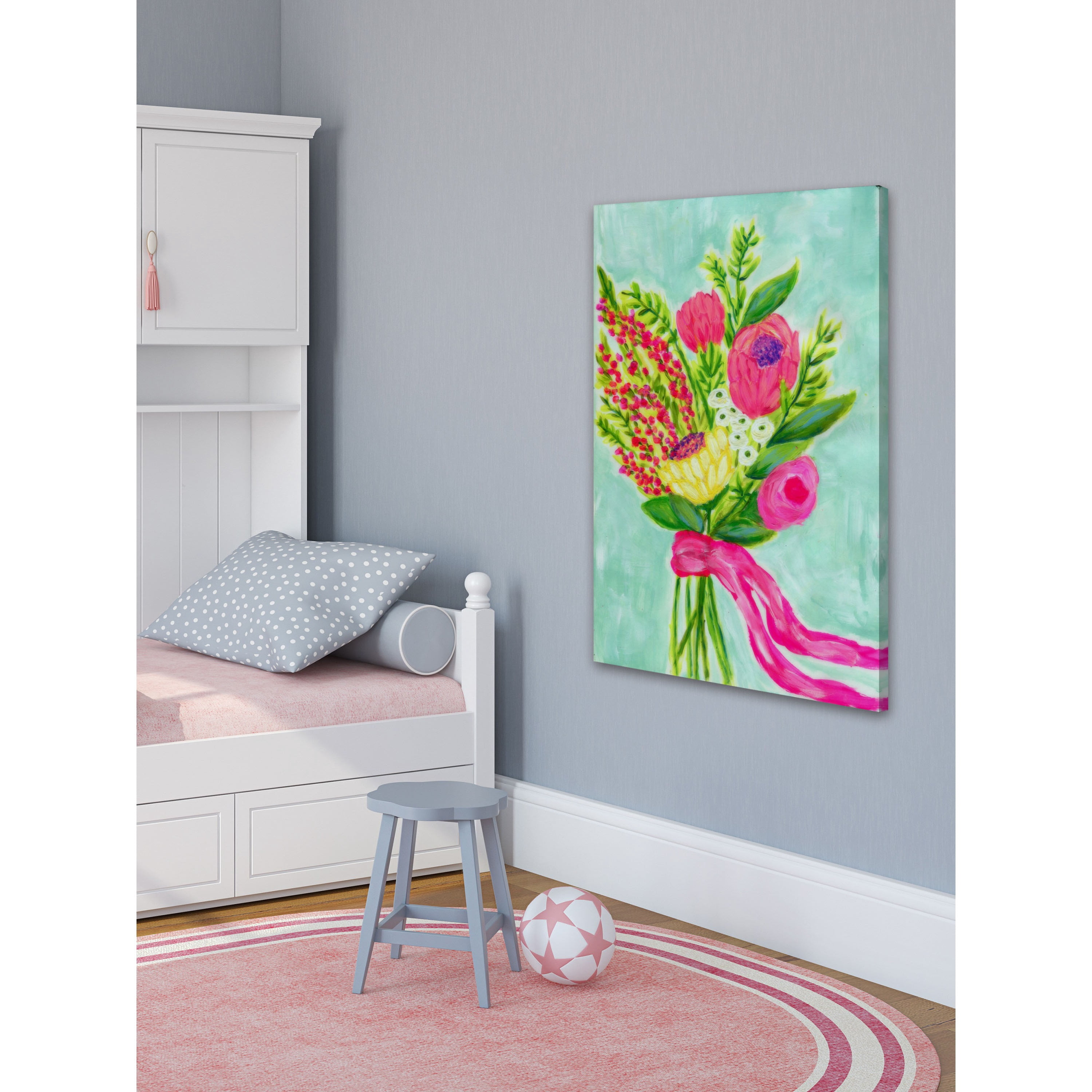 Marmont Hill "Bouquet Ribbon" by Jill Lambert Painting Print on Wrapped Canvas