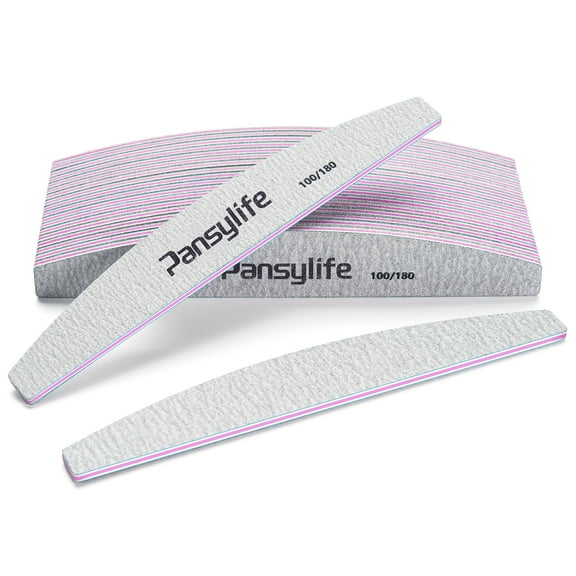 Pansylife 20PCS Nail Files, 100/180 Grit Nail File for Acrylic/Natural Nails, Double Sided Emery Boards, Manicure Tools for Home and Salon