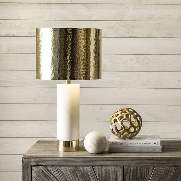 nuLOOM Edina 23" Marble & Iron Table Lamp, 23.25" H x 12" W x 12" D, Brass