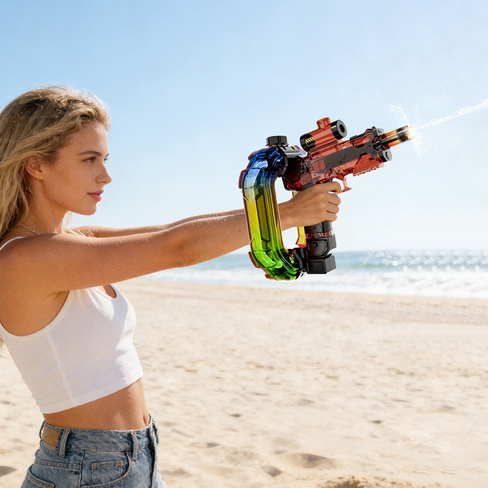 Ohmyroo Automatic Water Blaster Multicolor Plastic Continuous Shooting Pool Beach Toy