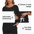 thumbnail image 5 of ANLIQI 100% Cotton Pajamas for Women Short Sleeve Sleepwear & Pants 2 Piece Pjs Loungewear Pj Set with Pocket S-XXL(Black,S), 5 of 7
