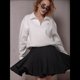 thumbnail image 5 of Falda Plisada para Mujer, Básica, Informal, de Cintura Alta, con Volantes, Acampanada, Minifalda. Negro L, 5 of 9