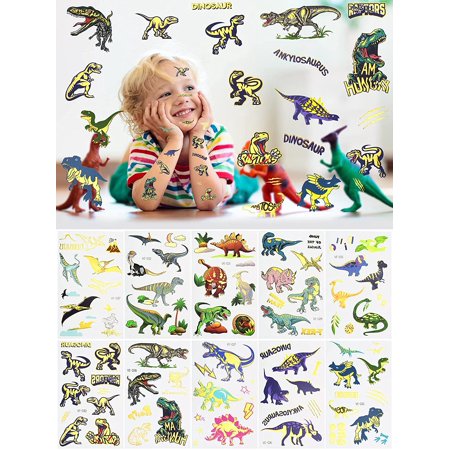 90 Pieces Glitter Dinosaur Temporary Tattoos Colorful Fake Tattoo ...