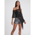 thumbnail image 5 of LMLYSoH Women's Knitted Poncho Fashion Lightweight Solid Color Off One Shoulder Shawl Wrap for Beach Party, 5 of 9