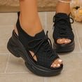 thumbnail image 2 of Rokment Womens Platform Wedge Athletic Mesh Walking Nursing Sandals 2026 Comfortable Knit Lace up Open Toe Chunky High Heels Slip on Summer Shoes Black Size 6.5, 2 of 6