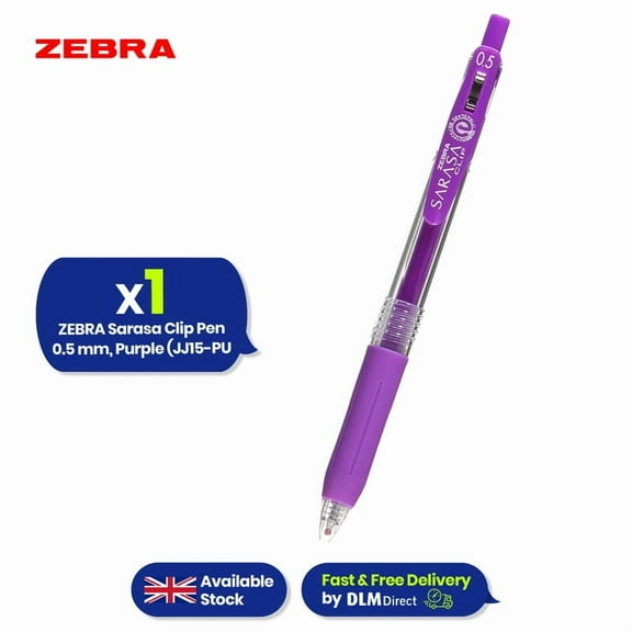 Zebra Ballpoint Sarasa Clip Fine Point Pen Biro Purple Gel Ink Retractable Pen for Note Taking & Writing