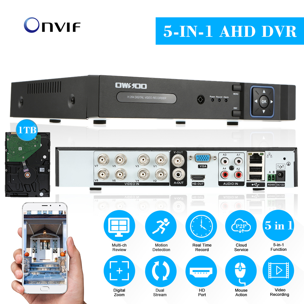 Video Recorder OWSOO XVR 8CH Channel 1080P Hybrid NVR AHD TVI CVI DVR 5