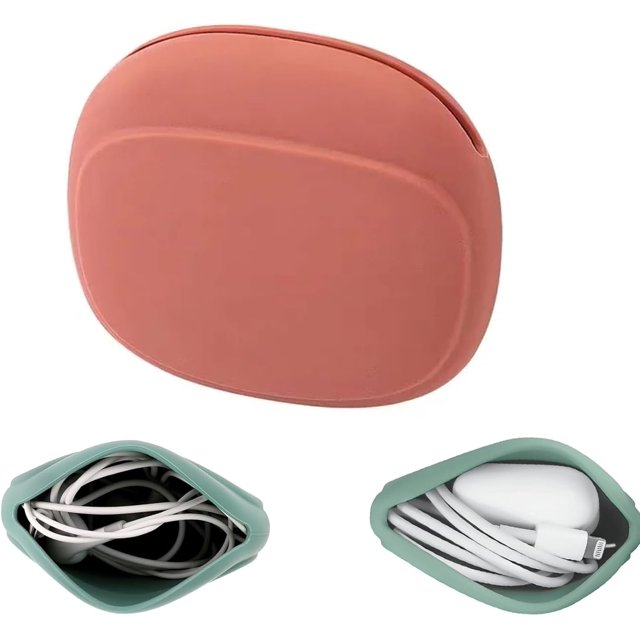 Bolsa de almacenamiento de silicona, organizador portátil de auriculares con cable de silicona, estuche de almacenamiento de cable de datos, organizador de cable de carga USB multifunción para el hoga