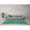 thumbnail image 3 of Ahgly Company Machine Washable Indoor Round Abstract Turquoise Blue Modern Area Rugs, 3' Round, 3 of 4