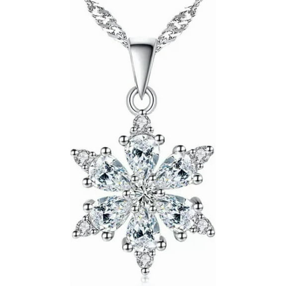 Luxury 925 Silver Elegant Necklace Pendant Women Cubic Zircon Anniversary Jewelry-Silver#9[d820]