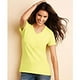thumbnail image 5 of Gildan- Camiseta de algodón de  con cuello en forma de V para mujer (Amarillo), 5 of 5