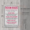 thumbnail image 2 of Room Rules Sign for Teen Girls - Funny Metal Tin Signs for Girls Boy Bedroom, Dorm, Gaming Room Door and Wall Decor Art Accessories, Cool Stuff Gift for Teen, 8 x 12 inch, 2 of 7
