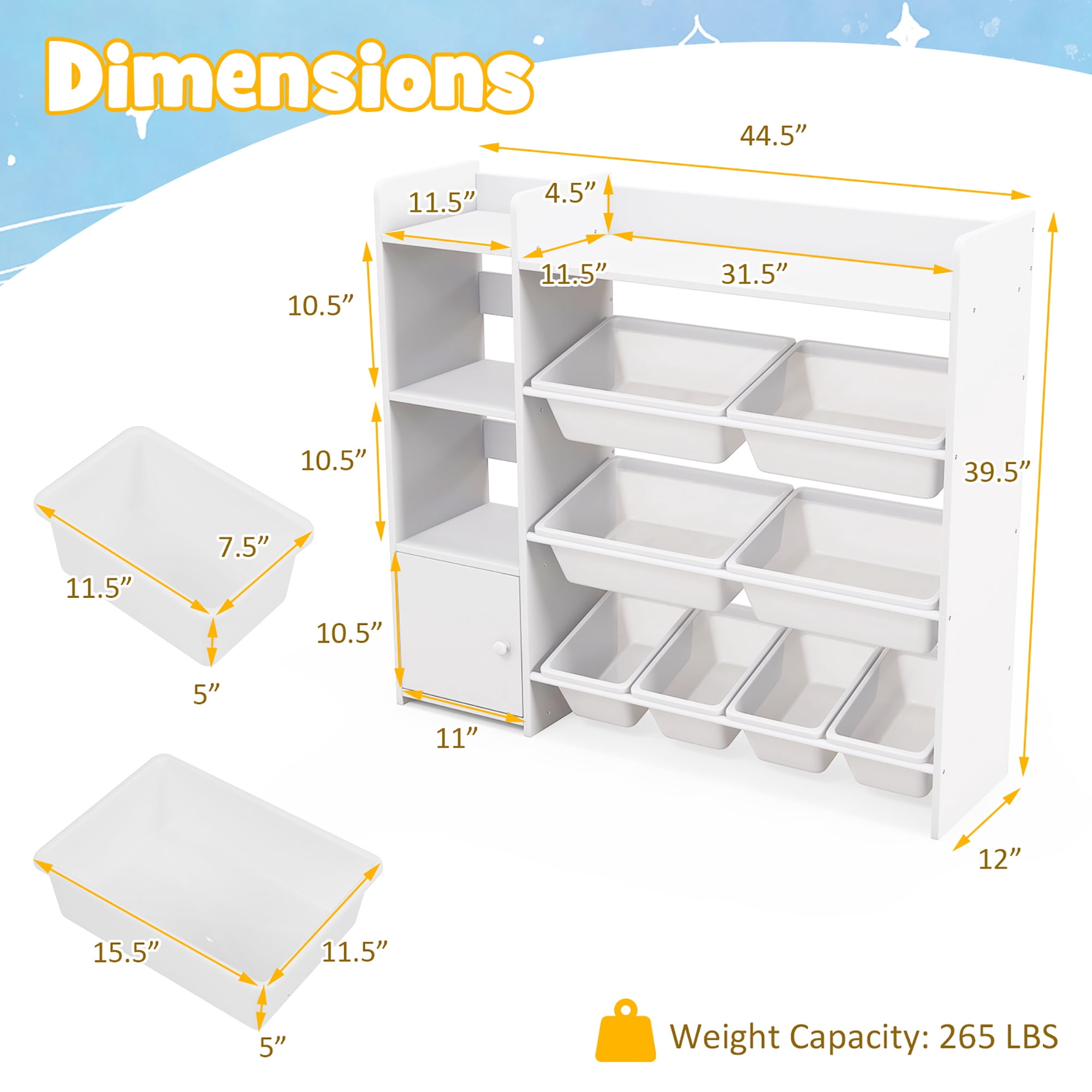 Gymax 4-Tier Kids Toy Storage Organizer Bookshelf w/ 8 Toy Organizer Bins Door