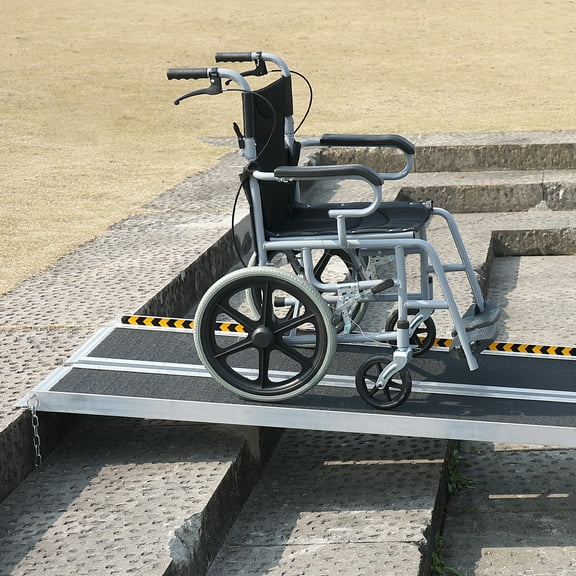 KFFKFF Folding Wheelchair Ramp Portable Aluminum Threshold Ramp 10 ft 800 lbs