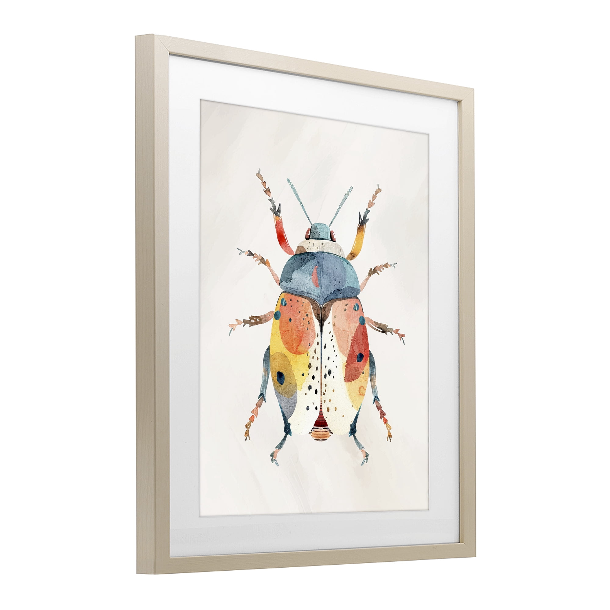 Stupell Industries Boho Colorful Beetle Birch Framed Print Under Glass, design by Kim Allen