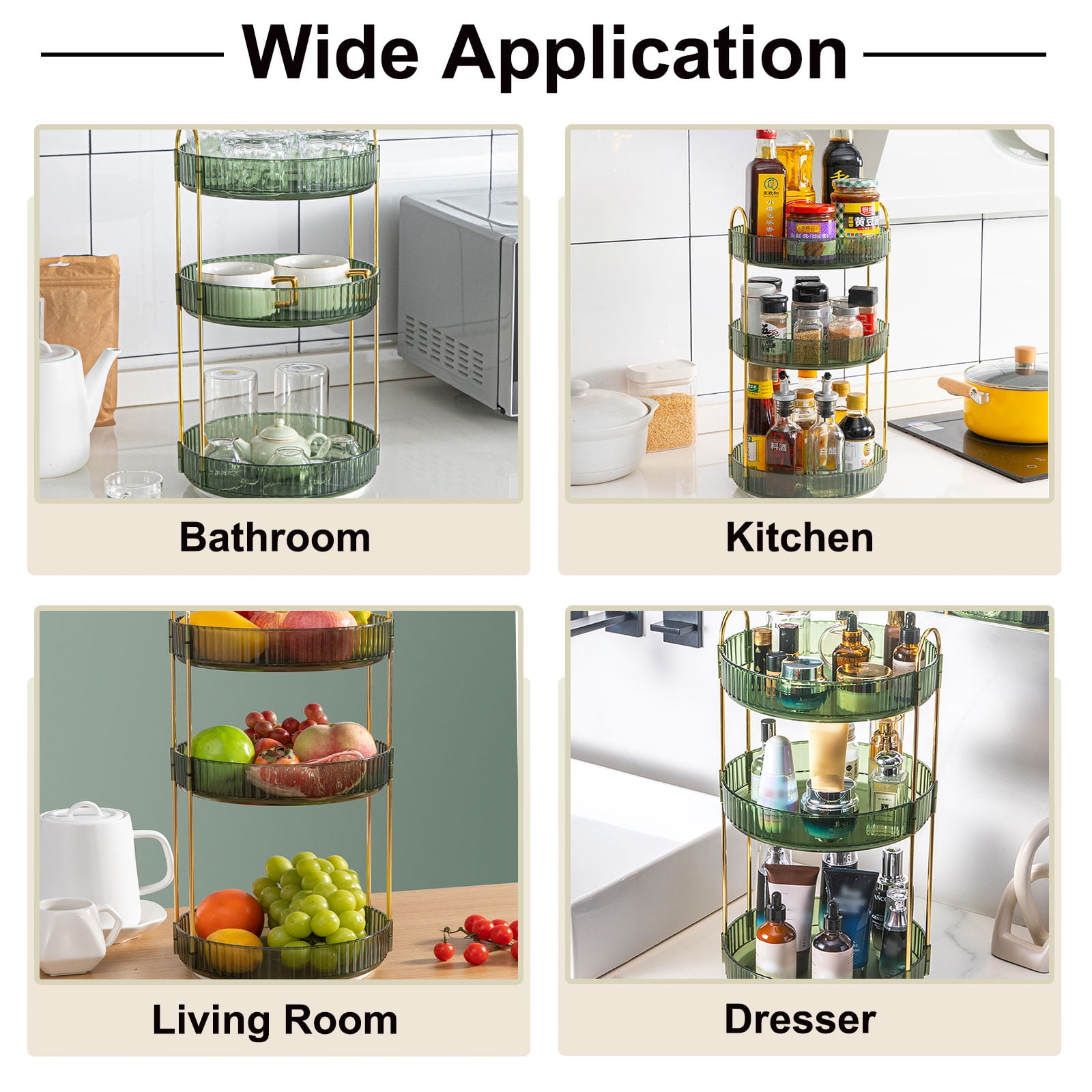 Unique Bargains 2 Layer Rotating Makeup Round Skincare Countertop Perfume Organizer Clear