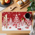 thumbnail image 2 of Red Christmas Placemats Set of 6, Xmas Tree Ball Snowflake Winter Washable Wipeable Table Mats for Dining Tables, Indoor Outdoor Kitchen Place Mats for Holiday Party Table Decor, 2 of 9