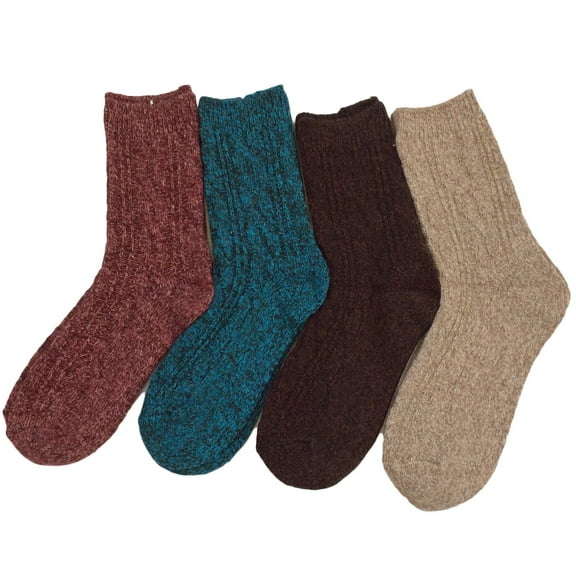 Women's 4 Pairs Extra Comfortable Cozy Wool Crew Socks. Sweat Absorbent Great Activewear for Fun Sports Size 6-9 HR1613(Black)