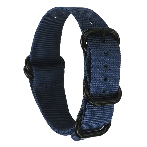 Uxcell Nylon Watch Band 20-26.5mm Single Pass Watch Straps Replacement Bands for Men Women with Flat Round Buckle Navy Blue