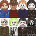 thumbnail image 4 of Bloques de construcción de calabazas de la serie de películas de terror de Halloween, ladrillos de Silent Hill de El Resplandor, figuras de acción con cabeza de pirámide de Jack, juguetes para niños, 4 of 5