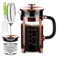 thumbnail image 1 of YMMIND Cafetera de prensa francesa Prensa de café de acero inoxidable 304 de 34 oz, con sistema de 4 filtros, vidrio de prensa francesa de borosilicato de espesor resistente al calor, émbolo de café d, 1 of 5