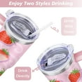 thumbnail image 5 of Strawberry1 40 Oz Tumbler with Handle Lid and Straw, Stainless Steel Double Walled Vacuum Insulated Cup, Cute Anniversary Wedding Birthday Gifts Tumbler for Women Men Friends Outdoor Indoor, 5 of 7