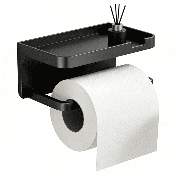 No-Drill Wall-Mounted Toilet Paper Holder & Phone Shelf: The Ultimate Bathroom Space Saver