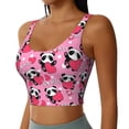 thumbnail image 2 of Xecao Panda Heart Valentine for Sports Bra with Removable Pads, Crop Tank Top Design, Women's Longline Sports Bra - Non-Wired - Small, 2 of 9