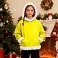 thumbnail image 2 of Gyexs Christmas Hoodie Sweatshirt for Kids Long Sleeve Pullover Tops with Feather Trim Hood Toddler Winter Warm Casual Fashion Outerwear Z02 Yellow & 4-5 Years, 2 of 8