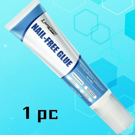 1 PC Strong Nail-Free Glue, High Viscosity Multi-Surface Adhesive for Kitchen & Bathroom, Easy to Apply, Mirror Hooks & Wall, Waterproof Bond for Glass/Metal/Stone, No Drilling Required