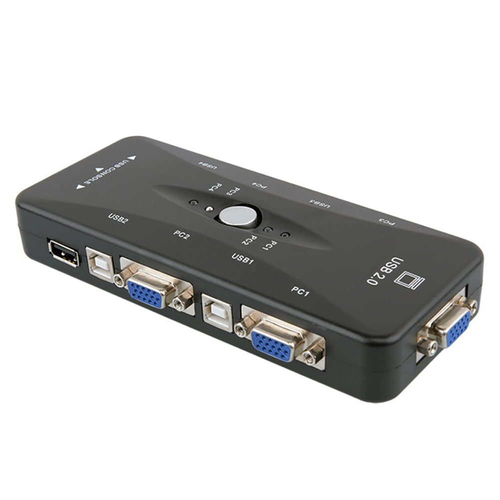 New 4-Port USB 2.0 KVM Switch Mouse/Keyboard/VGA Video Monitor 200MHz 1920x1440 